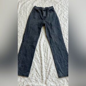 Abercrombie & Fitch Curve Love Straight Leg Jeans Washed Charcoal Black Size 26